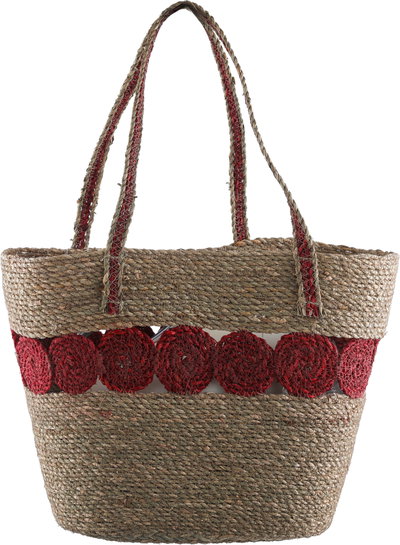 Al Saif Gallery Wicker Bag, 45x16x30 cm - Beige Red product image 2