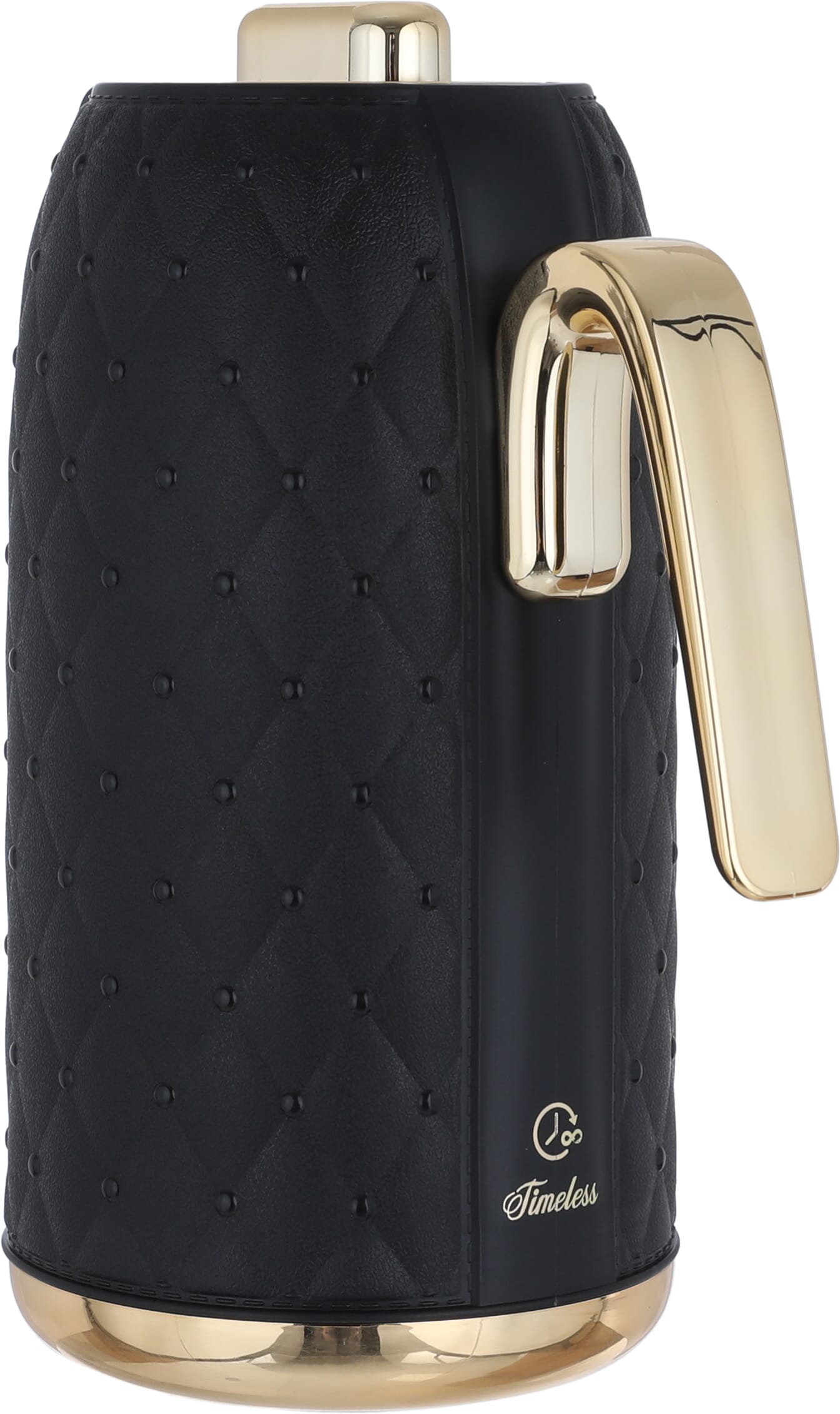 Timeless rattan thermos, golden handle, 1 liter, thermal glass inner container, plastic outer shell - black product image 4