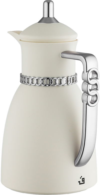 Al Saif Gallery Bayan Thermos Set, 0.7/1 Liter, 2 Pieces, Tempered Glass Inner Container, Silver Handle - Matte White product image 7