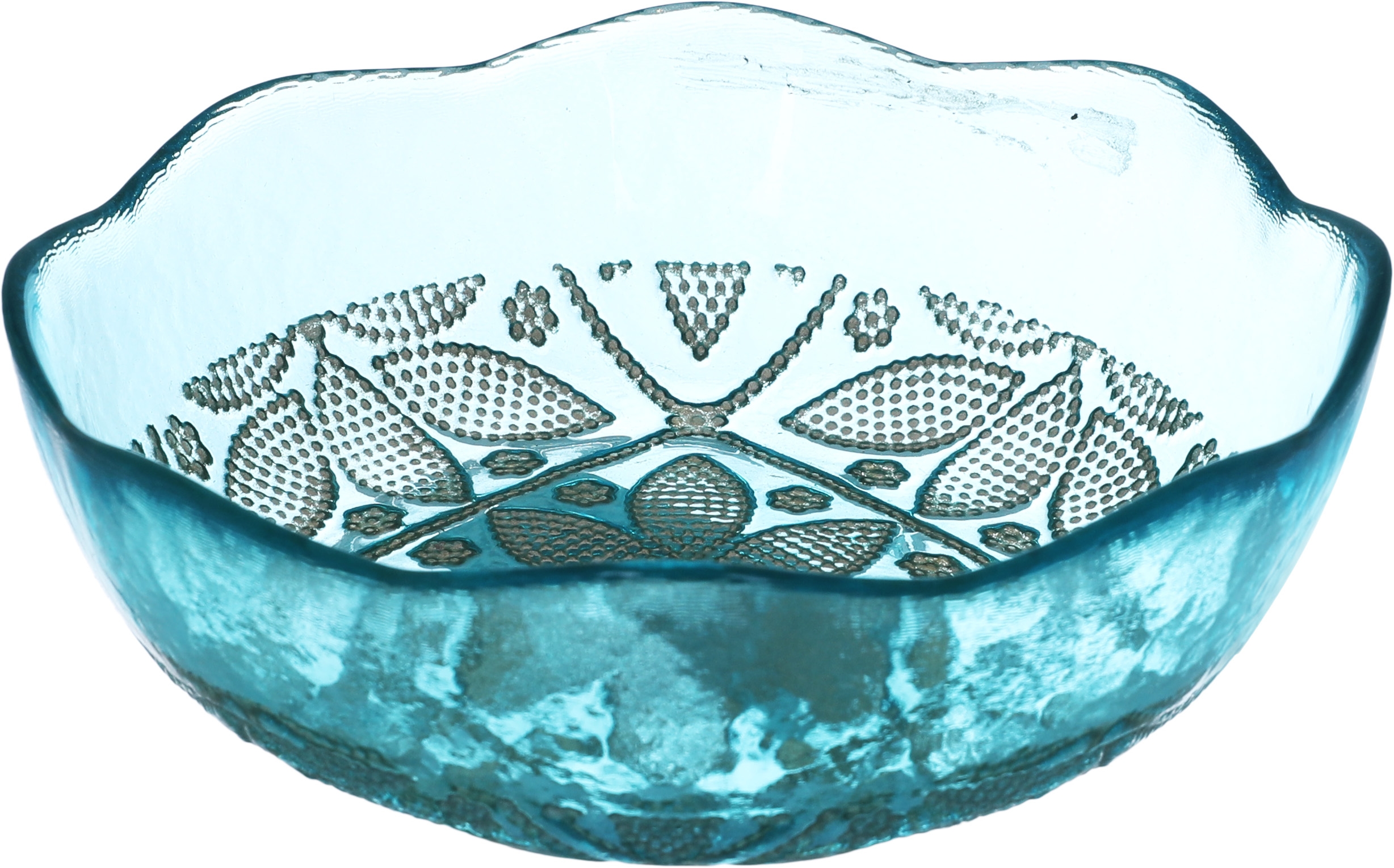 Al Saif Gallery glass serving bowl, 16 cm, golden pattern - turquoise product image