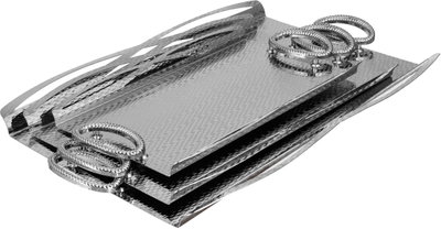 طقم طوفريات تقديم ستانلس ستيل، 3 قطع، منقوش، مقبض معدني - فضي product image 2