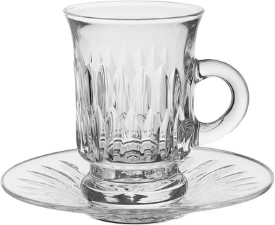 Alsaif Gallery Bialat Crystal Cups and Saucer Serving Set, 18 Pieces - Transparent product image 2