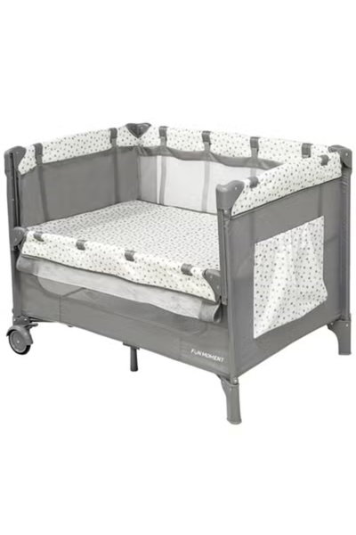 سرير اطفال فان مومنت، 100×70 سم، قابل الطي - رمادي product image 2