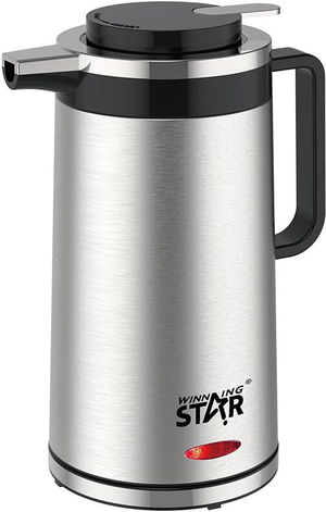 غلاية كهربائية ستانلس ستيل ويننج ستار، 1.5 لتر، 1000 واط، ST-0103 - فضي اسود product image