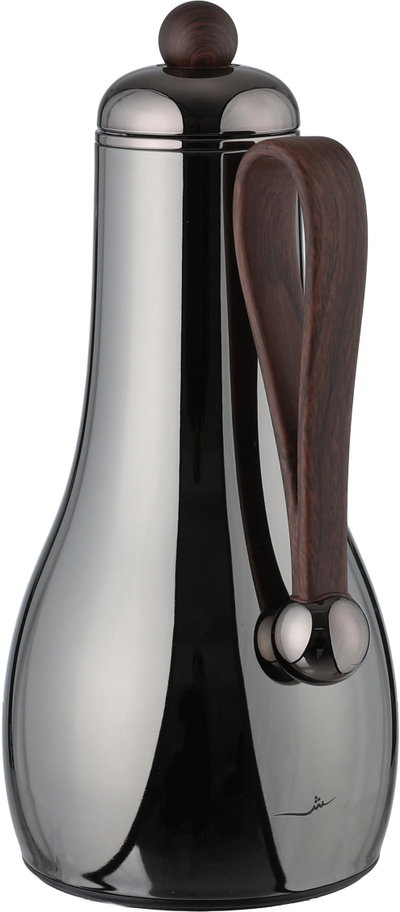 Al Saif Gallery Gheem Thermos Set, 2 Pieces, 1/1 Liter, Glass Inner Container, Wooden Handle - Glossy Black product image 8