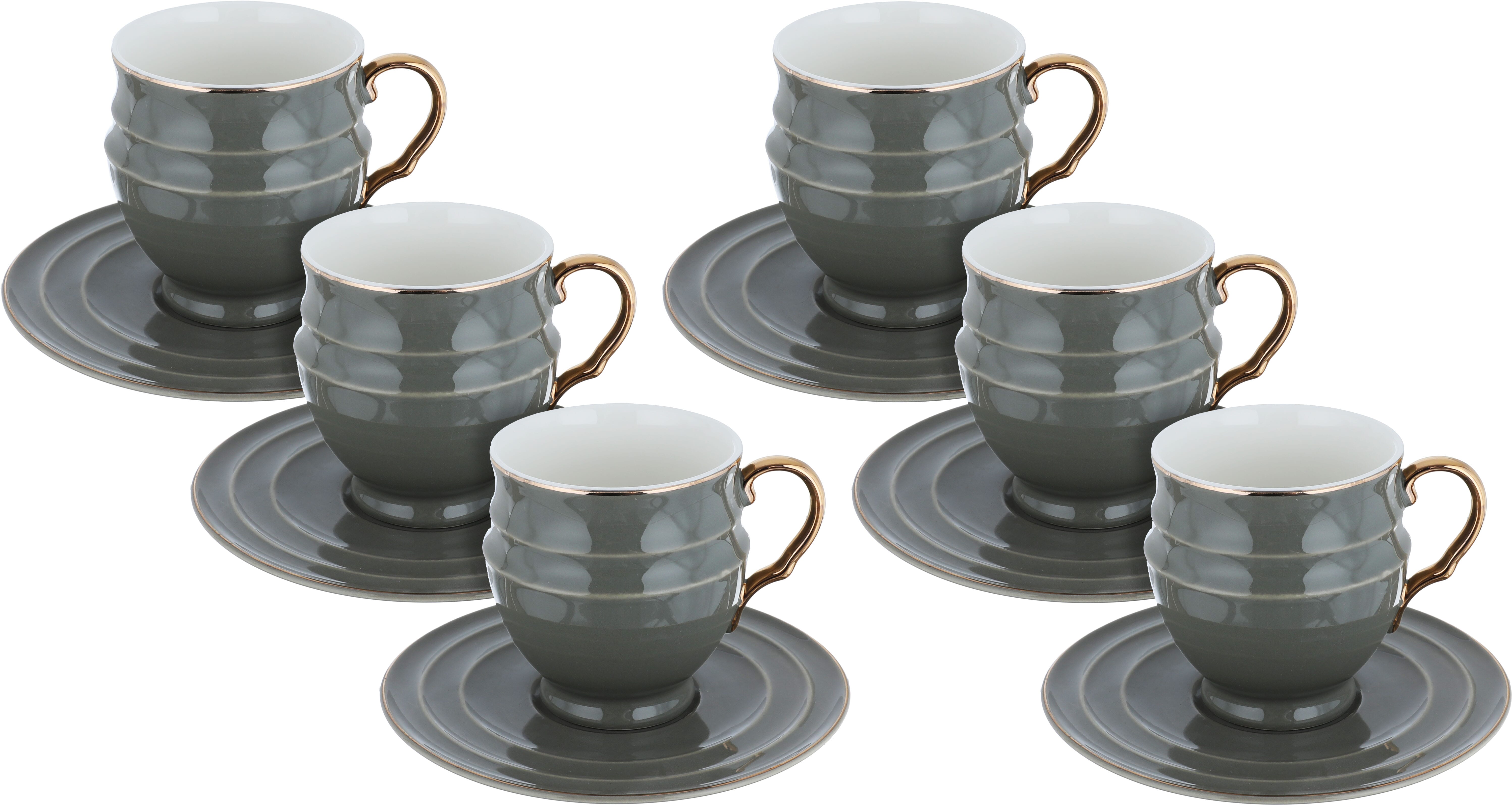 Al Saif Gallery Porcelain Coffee Cup Set, 12 Pieces - Gray product image
