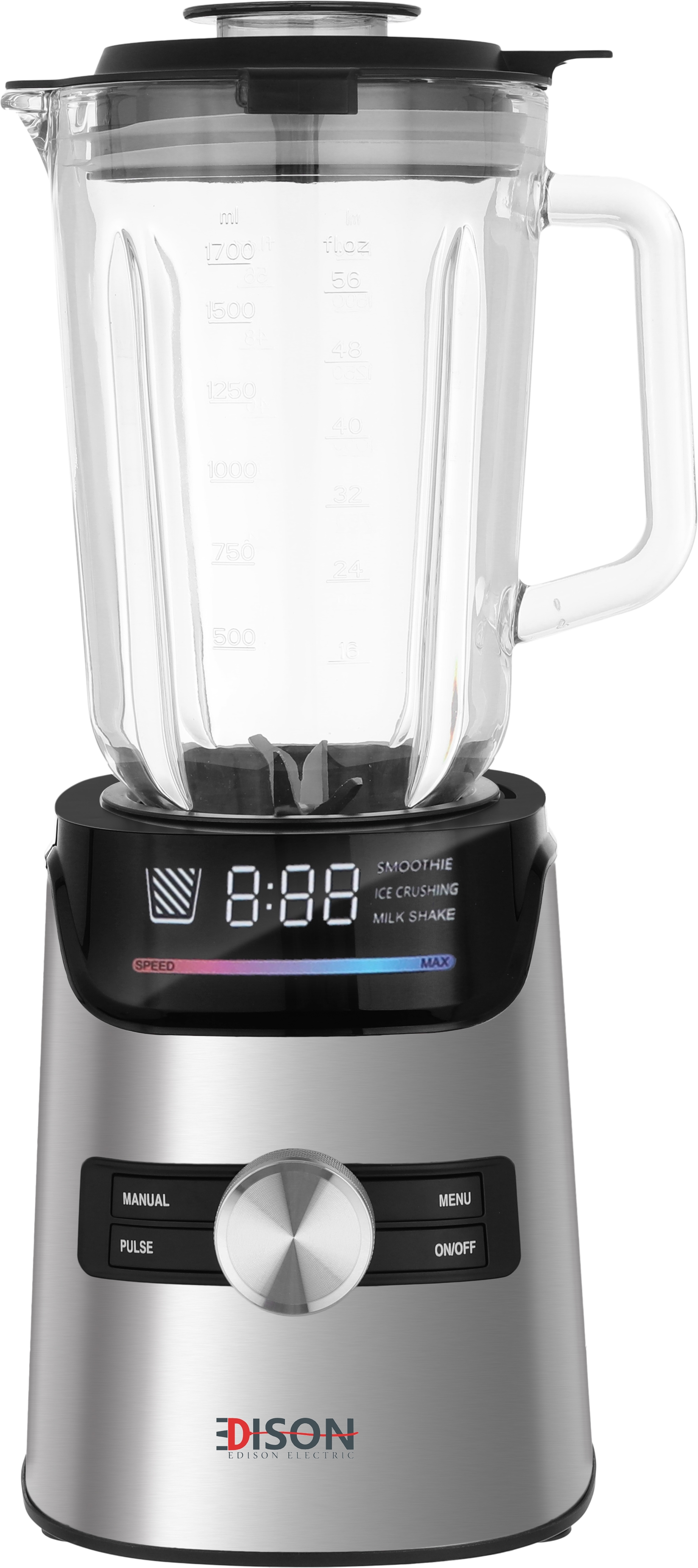 Edison Nova BL-829 Electric Blender, 1400 Watt, 1.7 Liter, 250 ml, 2 Pieces - Silver Black product image 2