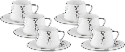 طقم فناجين قهوة تركي بورسلان السيف غاليري، 12 قطعة - ابيض رمادي product image 1