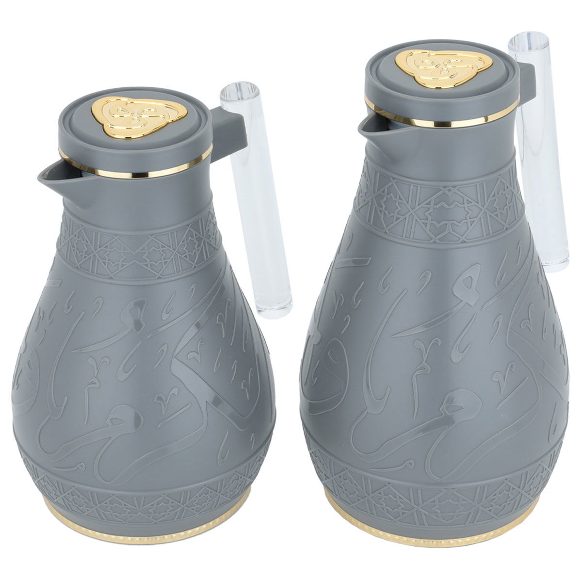 Al Saif Gallery Karam thermos set, 1/0.65 liter, Islamic pattern, thermal glass inner shell, plastic outer shell - gray product image 2