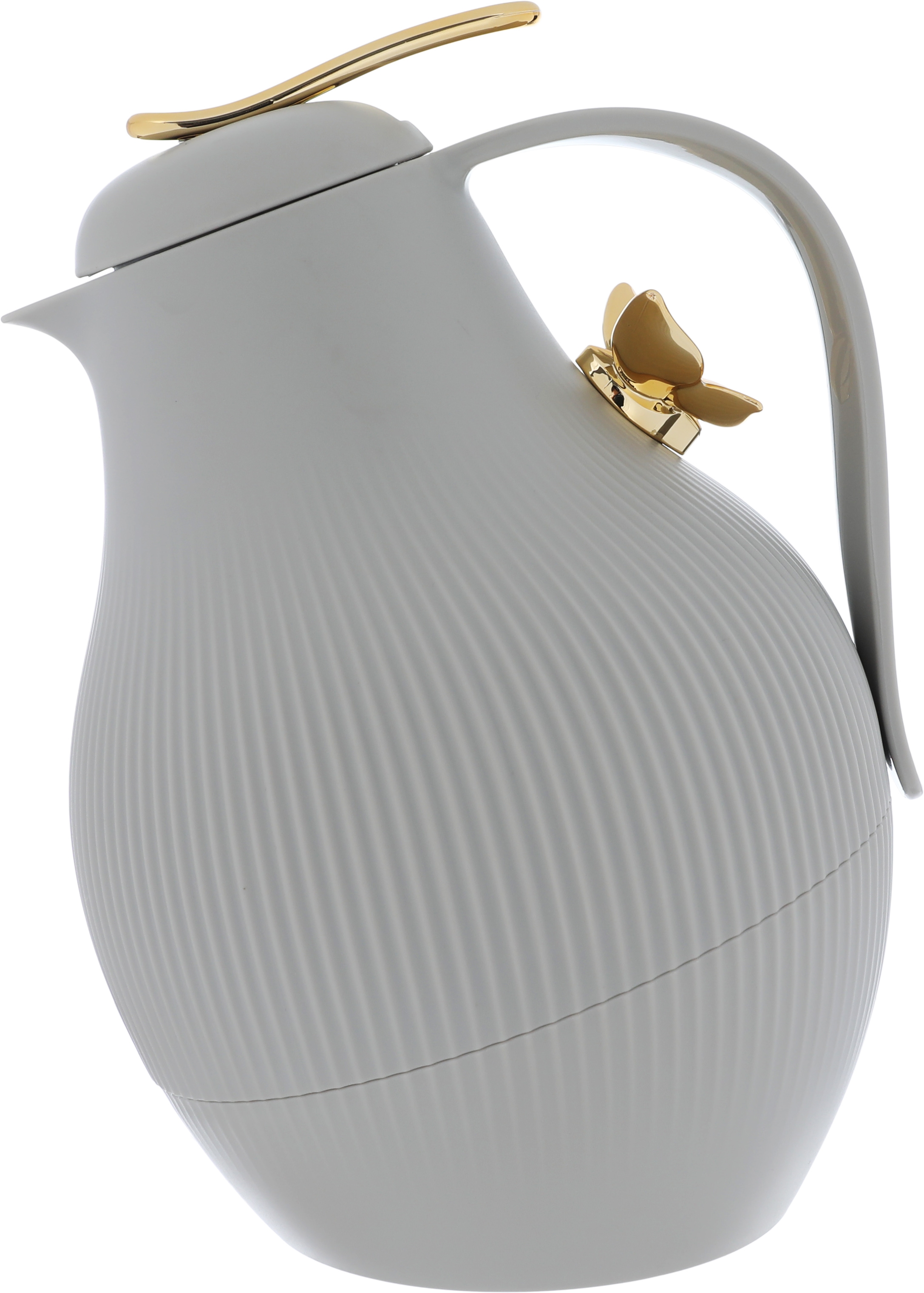 Al Saif Gallery Dora thermos, 1 liter, golden butterfly, thermal glass inner shell, plastic outer shell - gray product image