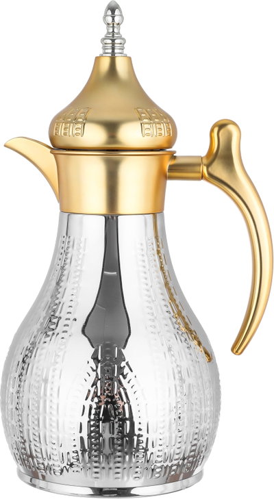 Al Saif Gallery Haila Thermos Set, 2 pieces, 1.2/1.2 liter, stainless steel inner container, embossed, gold-silver mouth product image 7