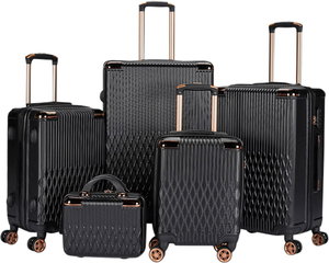 طقم شنط سفر ABS ليمرا، 5 مقاسات، 4 عجلات، زاويه 360 درجة، LMA-1723 - أسود product image