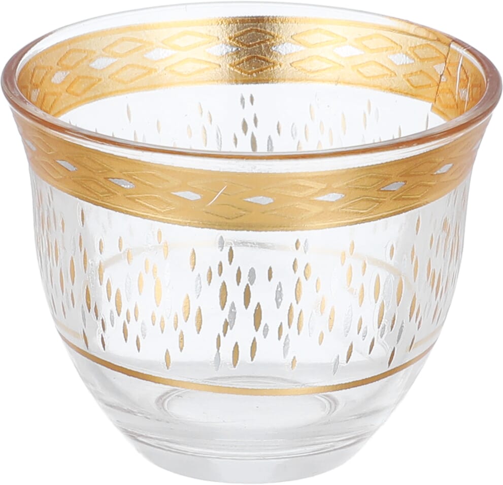 Max Glass Tea and Coffee Serving Set, 26 Pieces, Gold Embossed - Transparent product image 2
