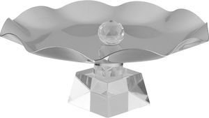 Al Saif Gallery Stainless Steel Serving Stand, 27.7x27.7x12 cm, Transparent Square Base - Transparent Silver product image 2