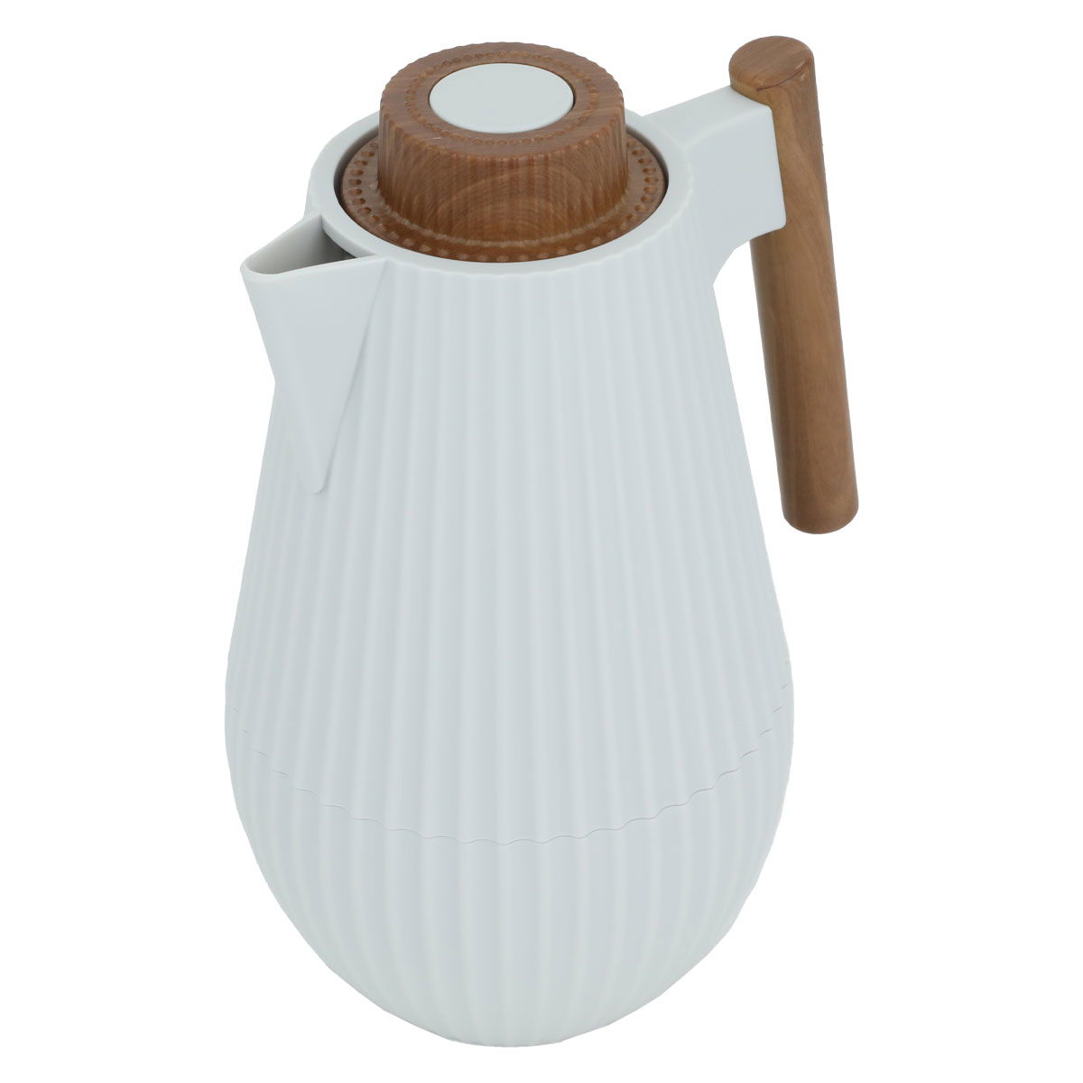 Al Saif Gallery Layar thermos, 1 liter, wooden handle, squeezer, thermal glass inner container, plastic outer shell - light gray product image 2
