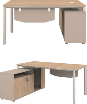 MDF wood executive desk, 140x70x75 cm - light beige wood product image