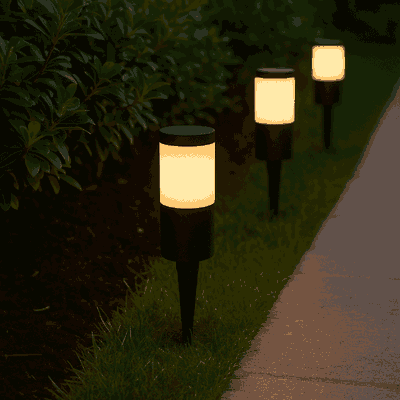 Outdoor lighting pole made of durable resin plastic (Fumajali), 43 x 10 cm, E27 bulb base - Black product image 2
