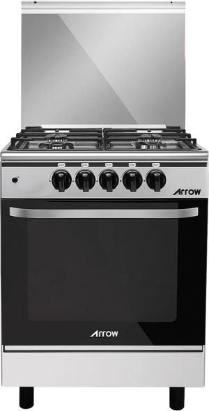 فرن غاز ارو، 55×55 سم، 4 شعلات، RO-5555GSF - فضي اسود product image