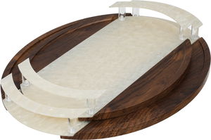 طقم طوفريات خشب السيف غاليري، 2 قطعة، مسكتي يد، بيضاوي - خشبي كريمي product image