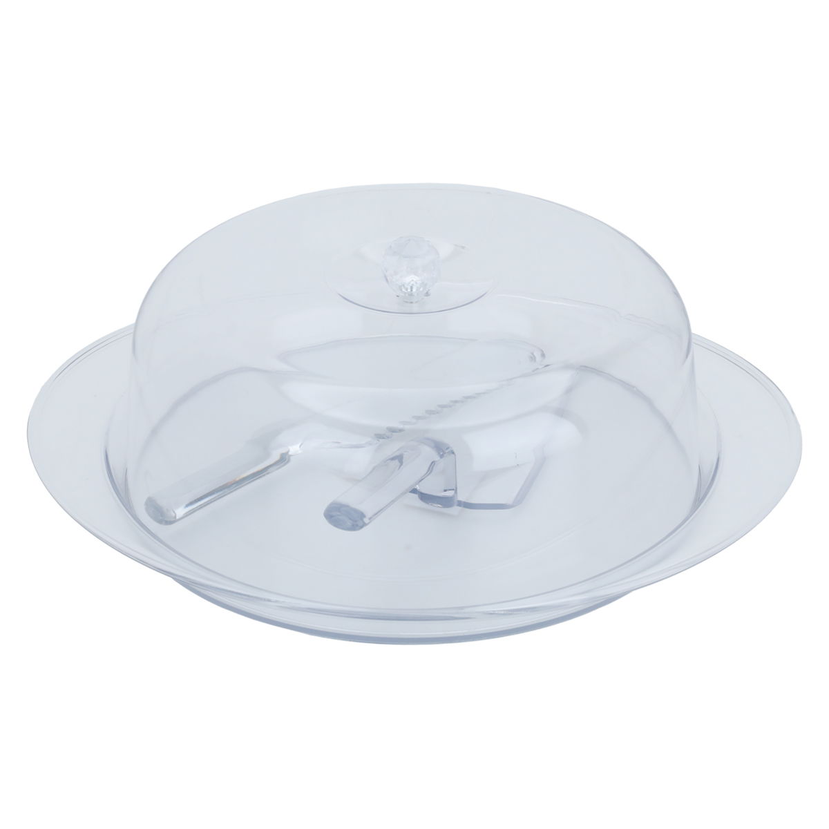 صحن كيك اكريلك السيف غاليري، 4 قطع، بغطاء شفاف - شفاف product image