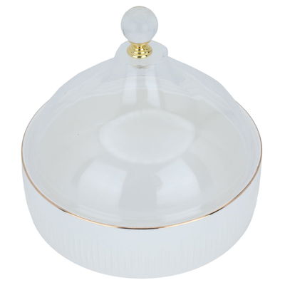 Al Saif Gallery Porcelain Sweet Dish, 18X18X14 Cm, With Acrylic Cover - White product image 1