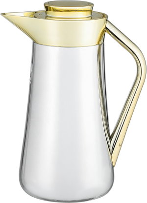 Al-Saif Gallery Al-Huda Stainless Steel Thermos, 0.7 Liter, Gold Handle, Self-Service, Push-Button - Silver Gold product image 2