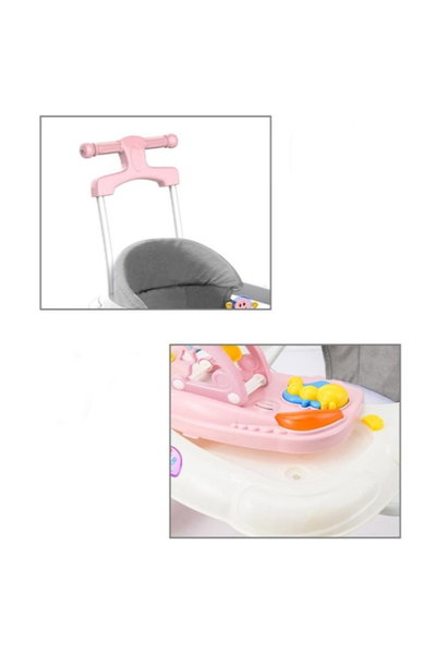 مشاية اطفال فان مومونت، قابلة للطي، مزودة بألعاب وزر موسيقى - ابيض وردي product image 6