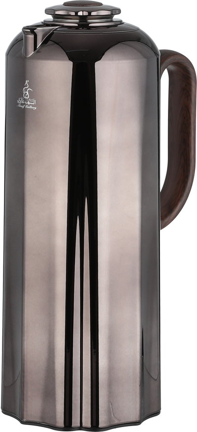 طقم ترامس نجدية السيف غاليري، 1 / 1 لتر، 2 قطعة، حافظة داخلية زجاج، يد خشبي، ضغاط - أسود لامع product image 4