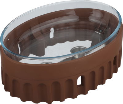 سخان طعام فخارالسيف غاليري، 35x24x15 سم، غطاء زجاج، بيضاوي، قاعدة فخار - بني product image 3