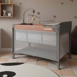 حظيرة لعب اطفال فان مومنت، 104×74 سم، مع ناموسية - رمادي product image