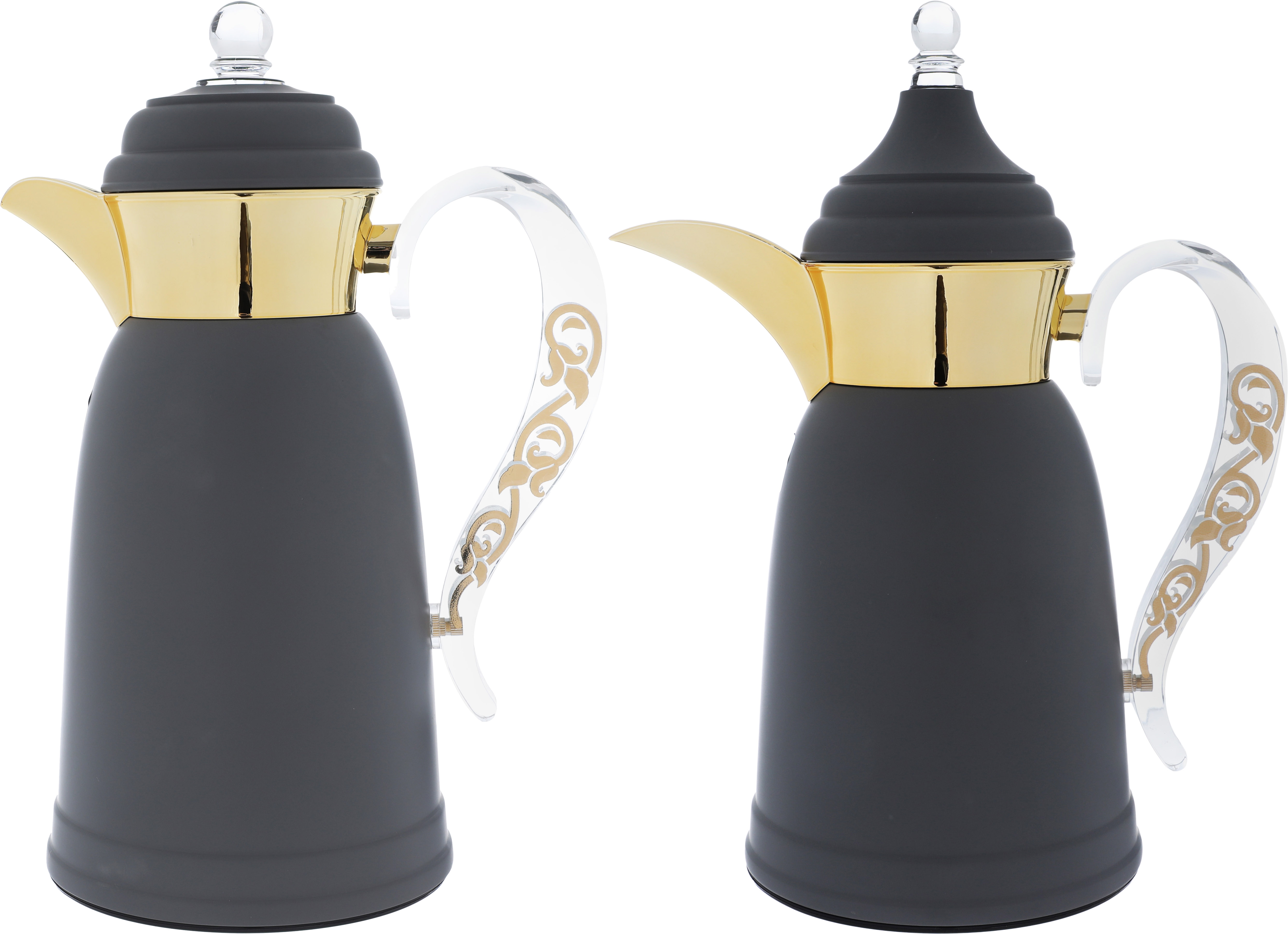 Al Saif Gallery Qamar thermos set, 1 liter, thermal glass inner container, steel outer shell - dark gray product image 1