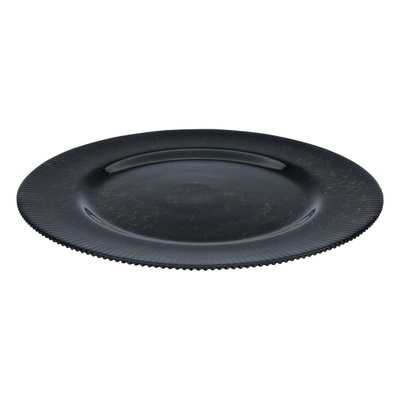 Al Saif Gallery glass dessert dish, 33 x 33 x 2 cm, round, marble - black product image 2