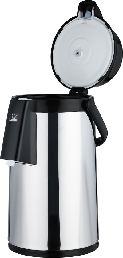 ترمس ابو فيل ياباني زوجرشي، 3 لتر، حافظة داخلية زجاج، هيكل خارجي استيل، ضغاط، مفتاح تأمين، 360 درجة - فضي أسود product image 3