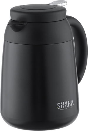 ترمس شاها، 1 لتر، الخامة الداخلية استيل، ضغاط - اسود product image 3