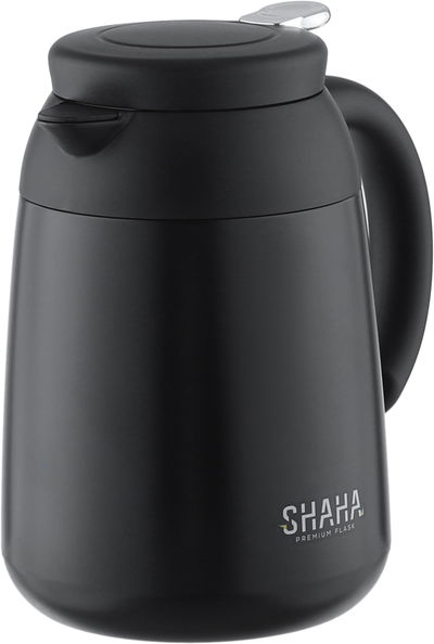 ترمس شاها، 1 لتر، الخامة الداخلية استيل، ضغاط - اسود product image 3
