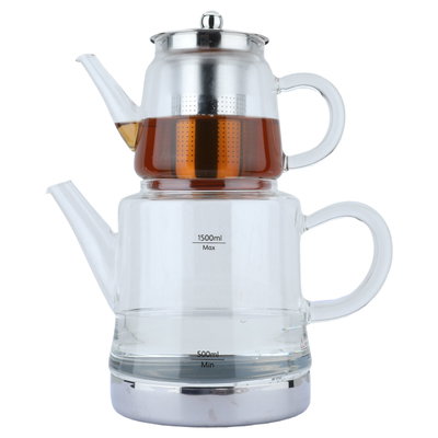 طقم ابريق شاي سماور زجاج السيف غاليري، 1500/300 مل، قطعتين - شفاف product image 1
