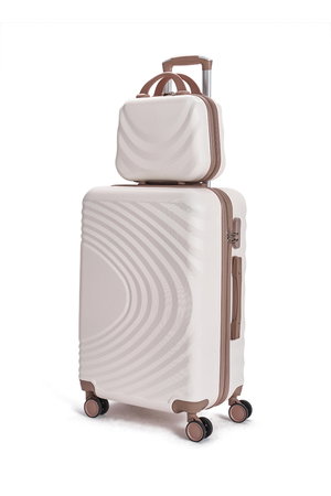 طقم شنط سفر ABS ليمرا، 5 مقاسات، 4 عجلات، زاويه 360 درجة، LMA-1621 - بيج ذهبي product image 2