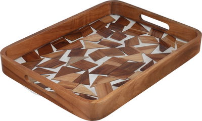 Al Saif Gallery Acrylic Serving Tray, 40x30x4.6 cm, Rectangular - Wood Brown product image 2