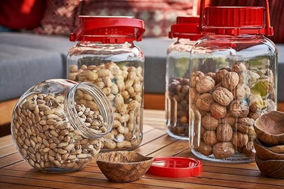 برطمان زجاج باشاباتشي، 5 لتر، غطاء احمر - شفاف product image 2