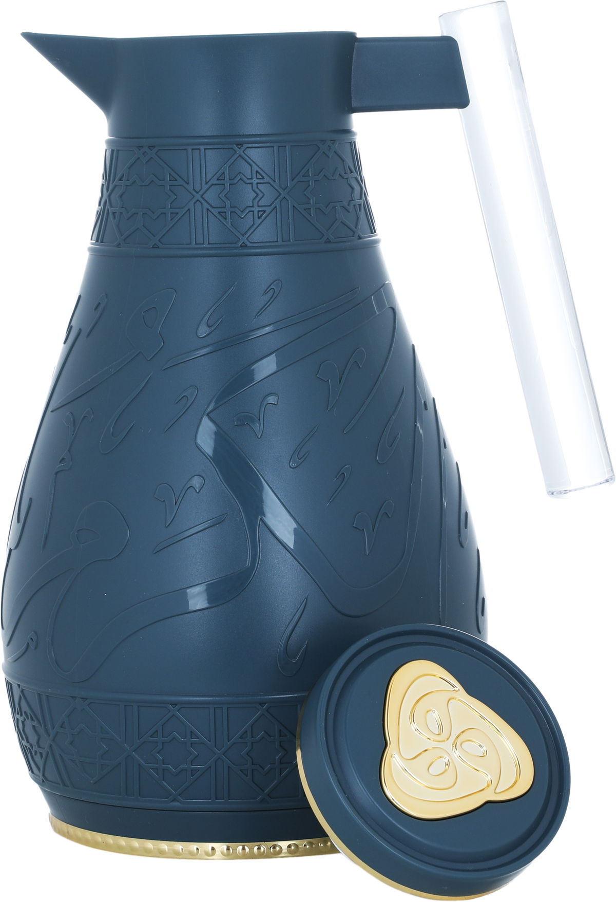 Al Saif Gallery Karam thermos Set, 1 - 0.65 litres, Islamic engraving with acrylic handle, 2 pieces - Navy product image 7