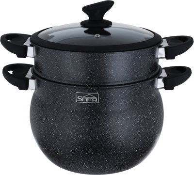 قدر طهي مزدوج جرانيت سافا، 8 لتر - أسود product image 3