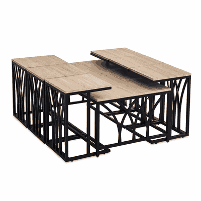 طقم طاولات خشب MDF و معدن، 7 قطع - اسود بني product image 4