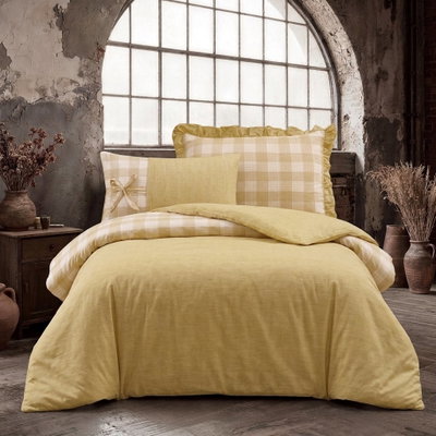 طقم لحاف سهام قطن، 4 قطع، نفر ونص، 225x170 سم - اصفر product image 2
