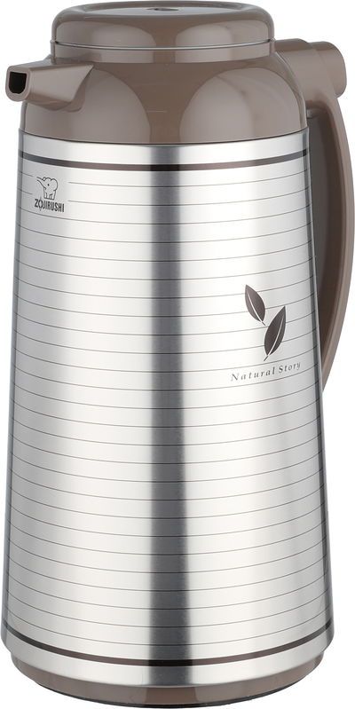ترمس ابو فيل ياباني زوجرشي ، 1 لتر، حافظة داخلية زجاج، هيكل خارجي استيل، مفتاح تأمين - فضي كابتشينو product image 3