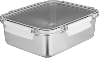 علبة تخزين ستانلس استيل الصحاح، 24x19x11 سم، غطاء بلاستيك، قفل - فضي شفاف product image 3