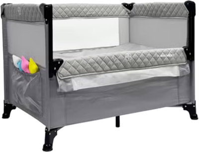 سرير اطفال فان مومنت، 100×70 سم، قابل الطي - رمادي product image 1