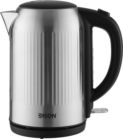 Edison KE01405C-CB Electric Kettle, 2200-1850W, 1.7L, Black Hand - Silver Black product image 1