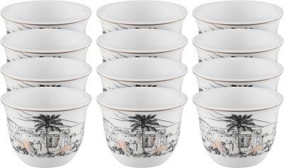 طقم فناجين قهوة بورسلان السيف غاليري، 12 قطعة - ابيض ذهبي product image 1