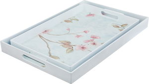 Al Saif Gallery Plastic Serving Tray Set, 2 Pieces, Floral Pattern - Multicolor product image