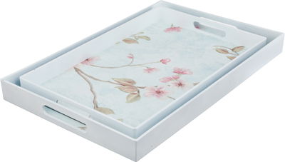 Al Saif Gallery Plastic Serving Tray Set, 2 Pieces, Floral Pattern - Multicolor product image 1
